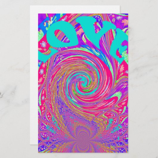 Papeterie Mesmerizing Whirlpool Love Cyan Texte art Graphiqu (Devant / Derrière)