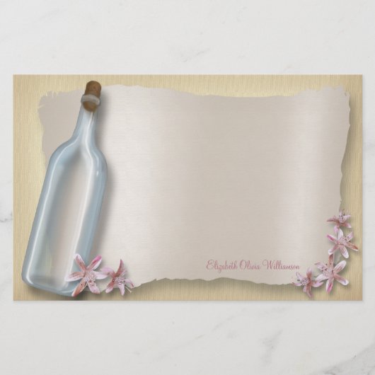 Papeterie Message d'une bouteille ~ papier à lettres horizon (Devant)