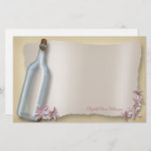 Papeterie Message d'une bouteille ~ papier à lettres horizon (Devant / Derrière)