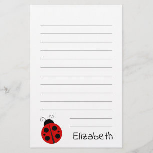 Papeterie Mignon Blanc avec Texte Noir et Coccinelle