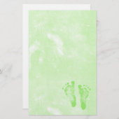 Papeterie Mignonne Girly Green New Baby Footprints (Devant / Derrière)