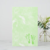 Papeterie Mignonne Girly Green New Baby Footprints (Debout devant)