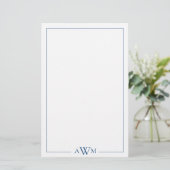Papeterie Minimalist Blue Three Letter Monogram (Debout devant)