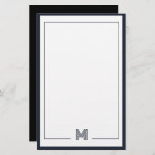 Papeterie Minimalist Monogram Double Border Stationery (Devant / Derrière)