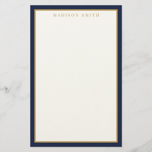Papeterie Minimalist Navy Blue and Gold Monogram (Devant)