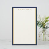 Papeterie Minimalist Navy Blue and Gold Monogram (Debout devant)