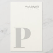 Papeterie Minimalist Plain Modern Grey Monogram Name Title (Devant)