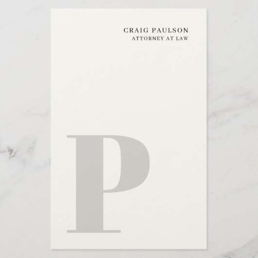 Papeterie Minimalist Plain Modern Grey Monogram Name Title (Devant)