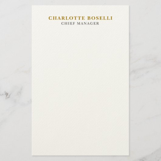 Papeterie Minimaliste Classique Professionnel Couleur Or (Devant)