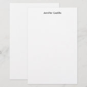Papeterie Minimaliste Moderne Blanc Noir Uni (Devant / Derrière)