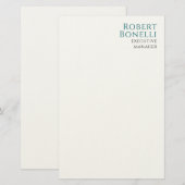 Papeterie Minimaliste Moderne Bleu & Blanc (Devant / Derrière)