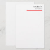 Papeterie Minimaliste Moderne Rouge Blanc Simple (Devant / Derrière)