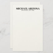 Papeterie Minimaliste Noir & Blanc Simple Uni (Devant / Derrière)