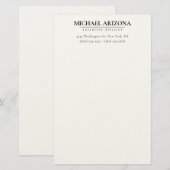 Papeterie Minimaliste noir et blanc simple uni (Devant / Derrière)