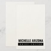 Papeterie Minimaliste Professionnel Moderne Noir & Blanc (Devant / Derrière)