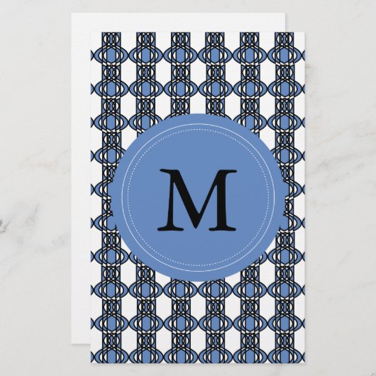 Papeterie Mod Retro Monogram Blue Abstrait Scarab Motif (Devant / Derrière)