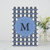 Papeterie Mod Retro Monogram Blue Abstrait Scarab Motif (Debout devant)