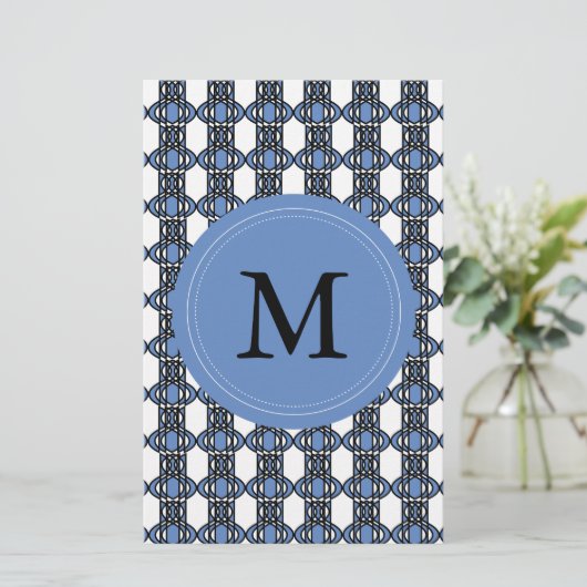Papeterie Mod Retro Monogram Blue Abstrait Scarab Motif (Debout devant)