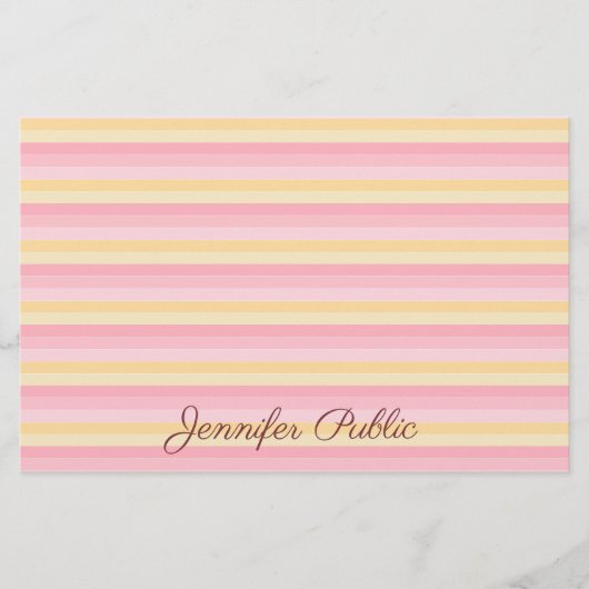 Papeterie Modèle à script blanc rose tendance Vanille jaune (Devant)