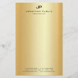 Papeterie Modèle de monogramme moderne Gold Look