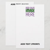 PAPETERIE MODÈLE DE TEXTE D'IMAGE BLANCHE SIMPLE ÉDITABLE MO (Devant / Derrière)