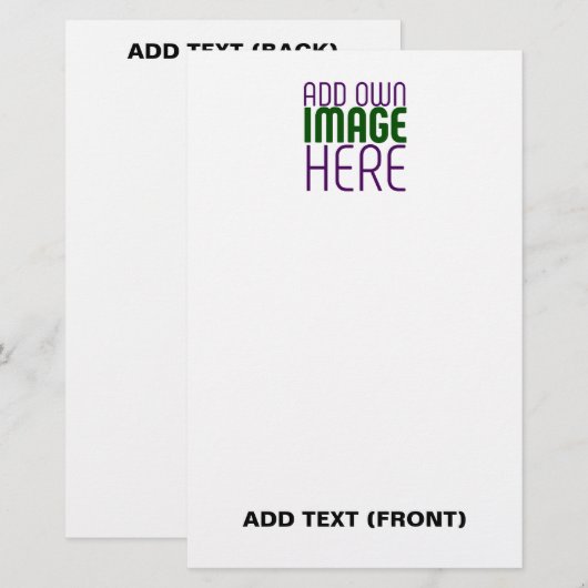 PAPETERIE MODÈLE DE TEXTE D'IMAGE BLANCHE SIMPLE ÉDITABLE MO (Devant / Derrière)