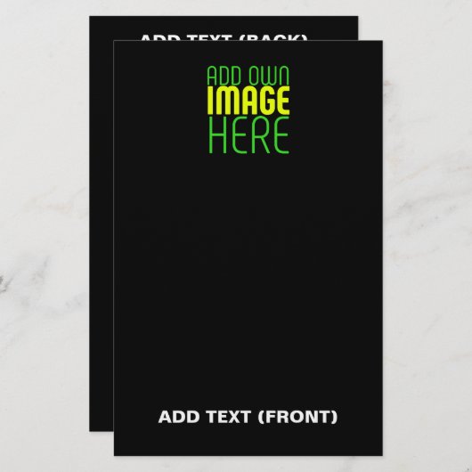 PAPETERIE MODÈLE DE TEXTE D'IMAGE NOIRE SIMPLE ÉDITABLE MODE (Devant / Derrière)