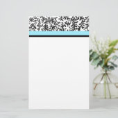 Papeterie Modèle floral Turquoise et Noir (Debout devant)