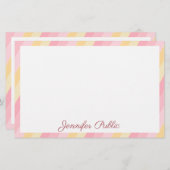 Papeterie Modèle rose jaune blanc Nom Texte (Devant / Derrière)