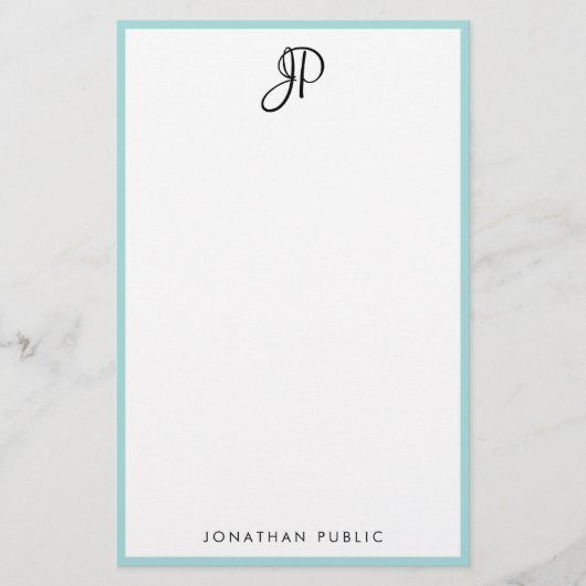 Papeterie Modèle simple décoré d'un monogramme de manuscrit (Devant)