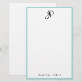 Papeterie Modèle simple décoré d'un monogramme de manuscrit (Devant / Derrière)