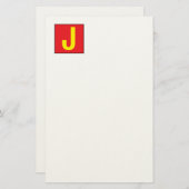 Papeterie Modern Elegant Professional Monogram Red Yellow (Devant / Derrière)