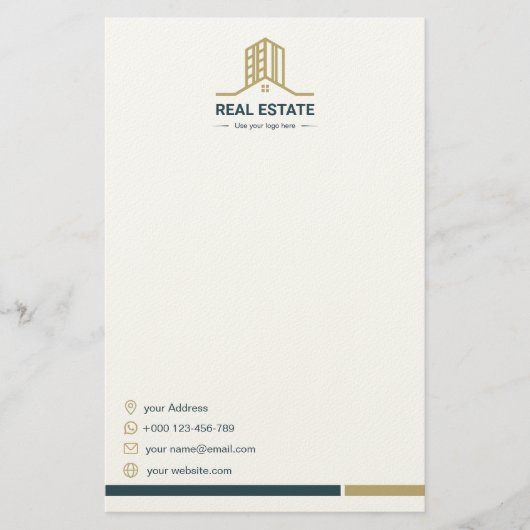 Papeterie Modern Real Estate Stationery Paper (Devant)