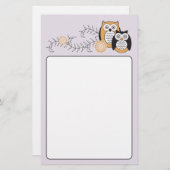 Papeterie moderne de hiboux (Devant / Derrière)