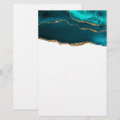Papeterie Moderne Design Turquoise Agate & Gold Ribbon sur B (Devant / Derrière)