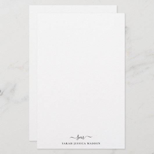 Papeterie Moderne Deux Initiales Monogramme Féminin Script O (Devant / Derrière)