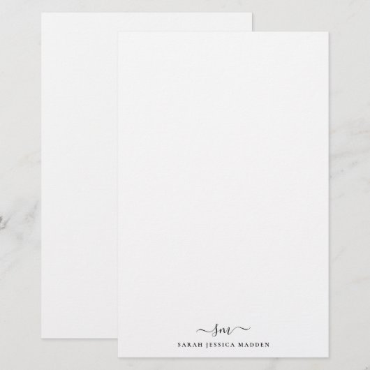 Papeterie Moderne Deux Initiales Monogramme Script Féminin a (Devant / Derrière)