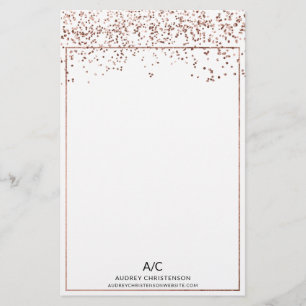 Papeterie Moderne élégant classique monogramme rose d'or con