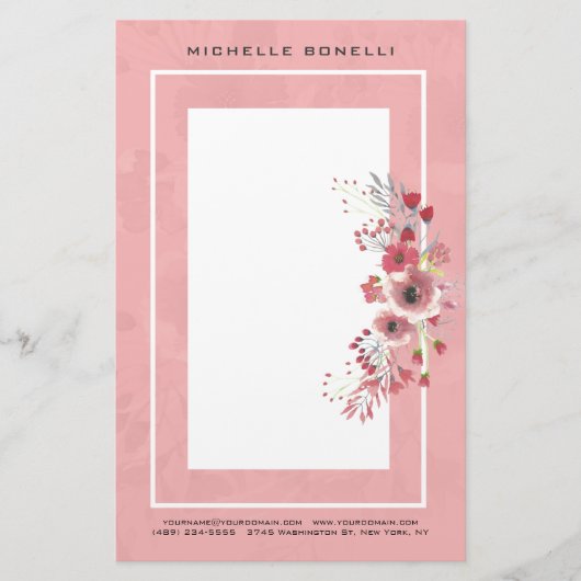 Papeterie Moderne Minimaliste Fleurs Féminines Professionnel (Devant)