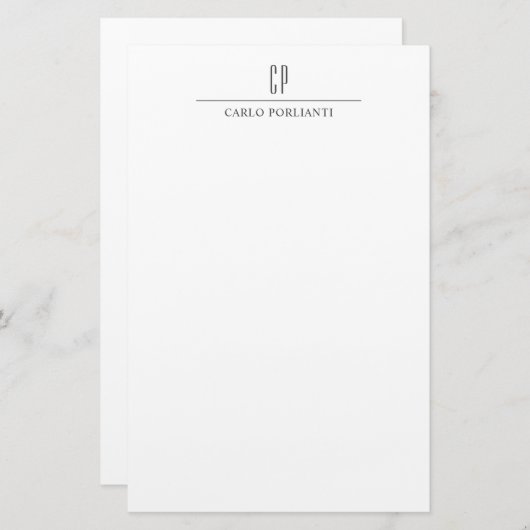 Papeterie Moderne Monogramme Professionnel Plain Nom simple (Devant / Derrière)