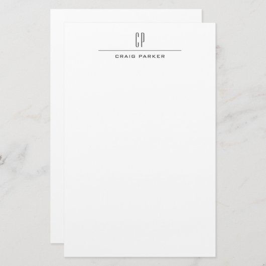 Papeterie Moderne Monogramme Professionnel Plain Simple (Devant / Derrière)
