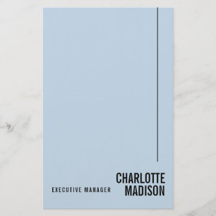 Papeterie Moderne Simple Bleu Clair Minimaliste Propre Nom