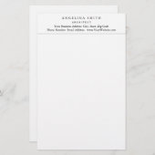 Papeterie Moderne Simple Minimaliste Blanc Professionnel (Devant / Derrière)