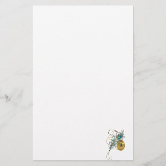 Papeterie Mongrammed Peacock Turquoise et Gold Linked Mariag (Dos)