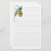 Papeterie Mongrammed Peacock Turquoise et Gold Linked Mariag (Devant / Derrière)