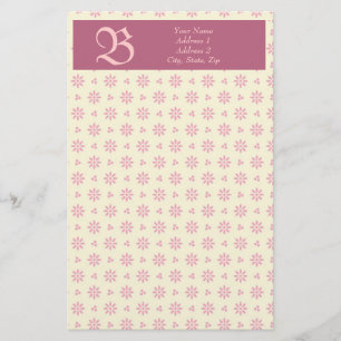 Papeterie Monogram Eyelet Ecru & Pink Stationery