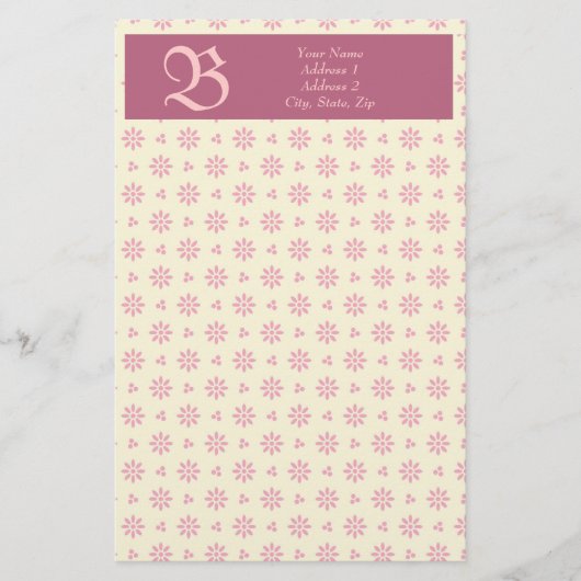 Papeterie Monogram Eyelet Ecru & Pink Stationery (Devant)