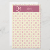 Papeterie Monogram Eyelet Ecru & Pink Stationery (Devant / Derrière)
