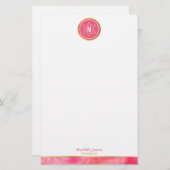 Papeterie MONOGRAM joaillier étoile gras bloc corail or rose (Devant / Derrière)