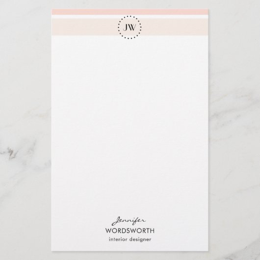 Papeterie Monogram Pastel Stripes Professionnel Papier (Devant)